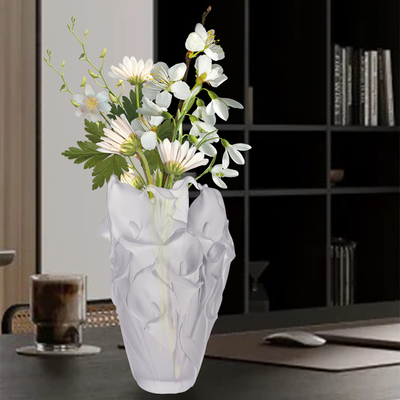 Voksstøpt glassvase til stuen Blomsterarrangement Krystallglass Kunstnerisk bevart blomsterholder Hjem Spisebord Dekorativ ornament Calla Lily Vase
