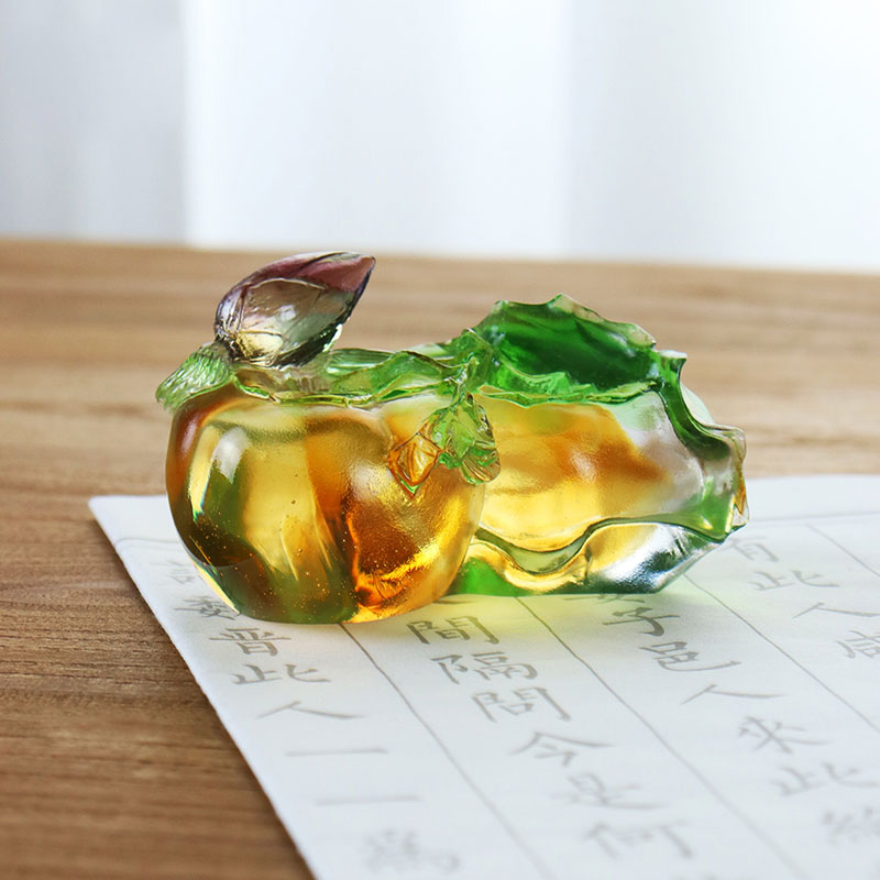 Persimmon-formet farget krystallglass skulptur ornamenter