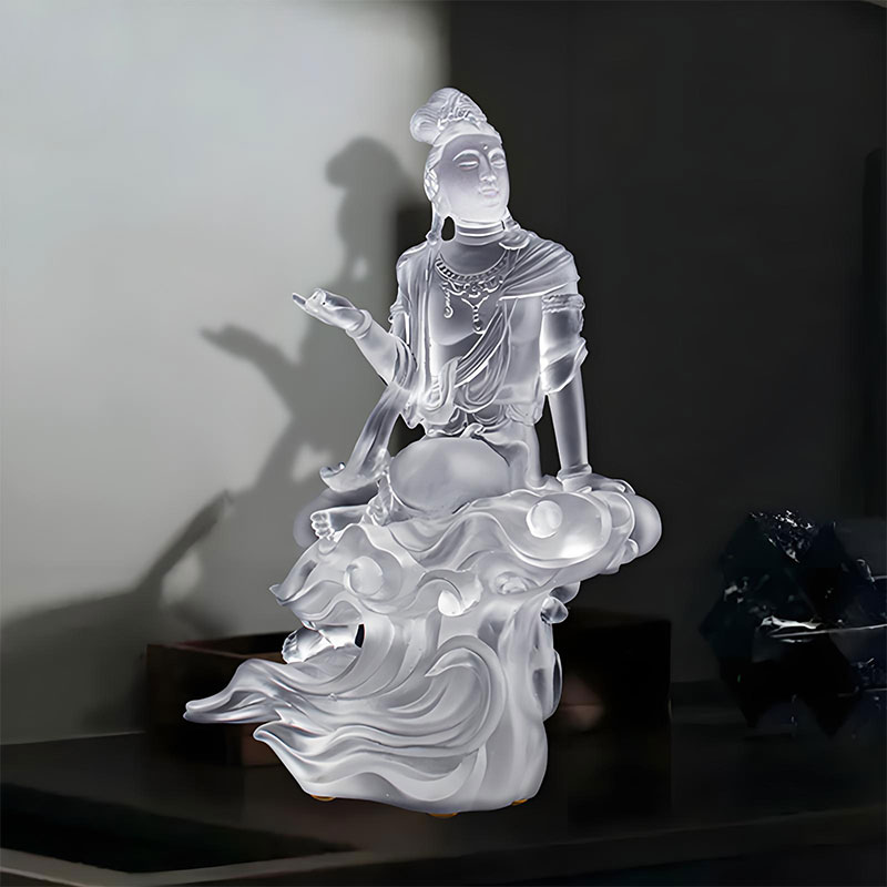 Avalokiteśvara Bodhisattva transparent glassskulptur