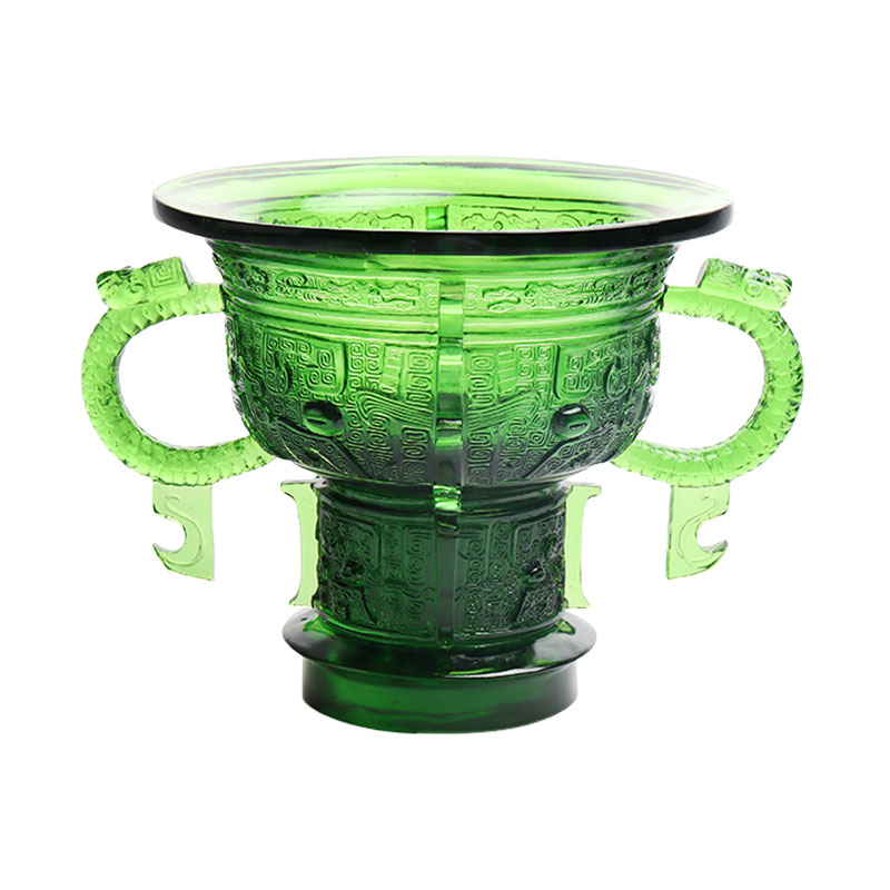 Kinesisk stativ med drageørehåndtak og tornmønster