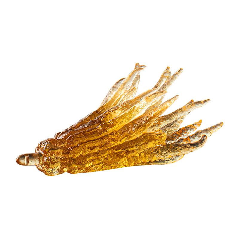 Håndformet røkelsesholder i gyldent glass