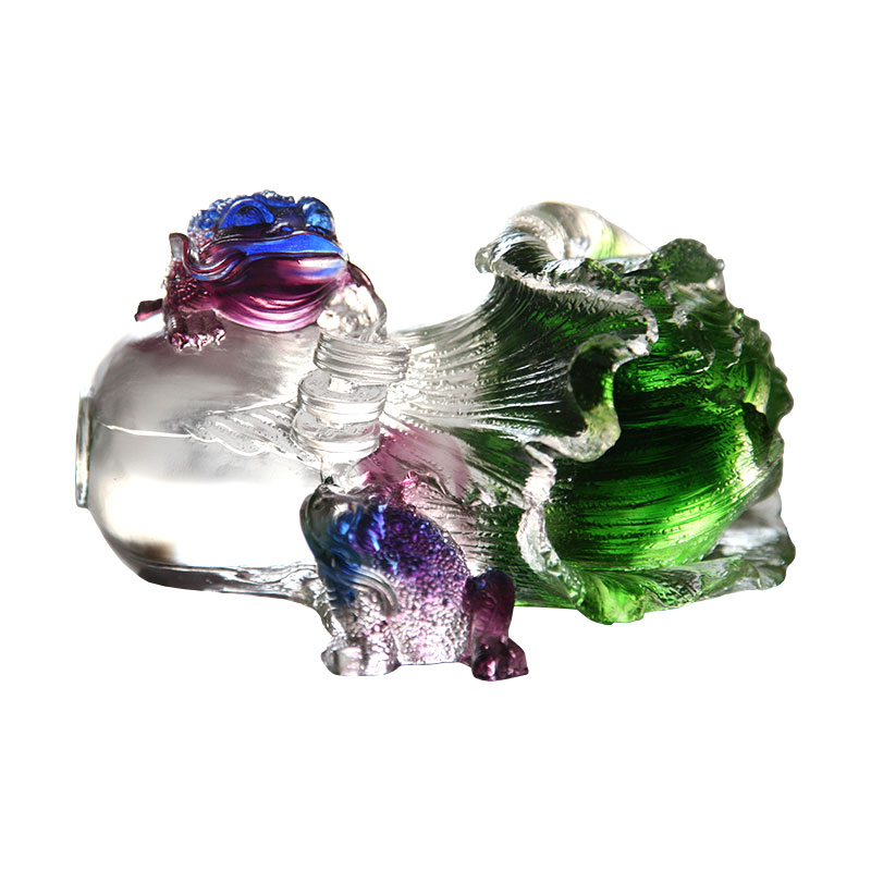 Krystallglass Golden padde Skulptur Ornamenter