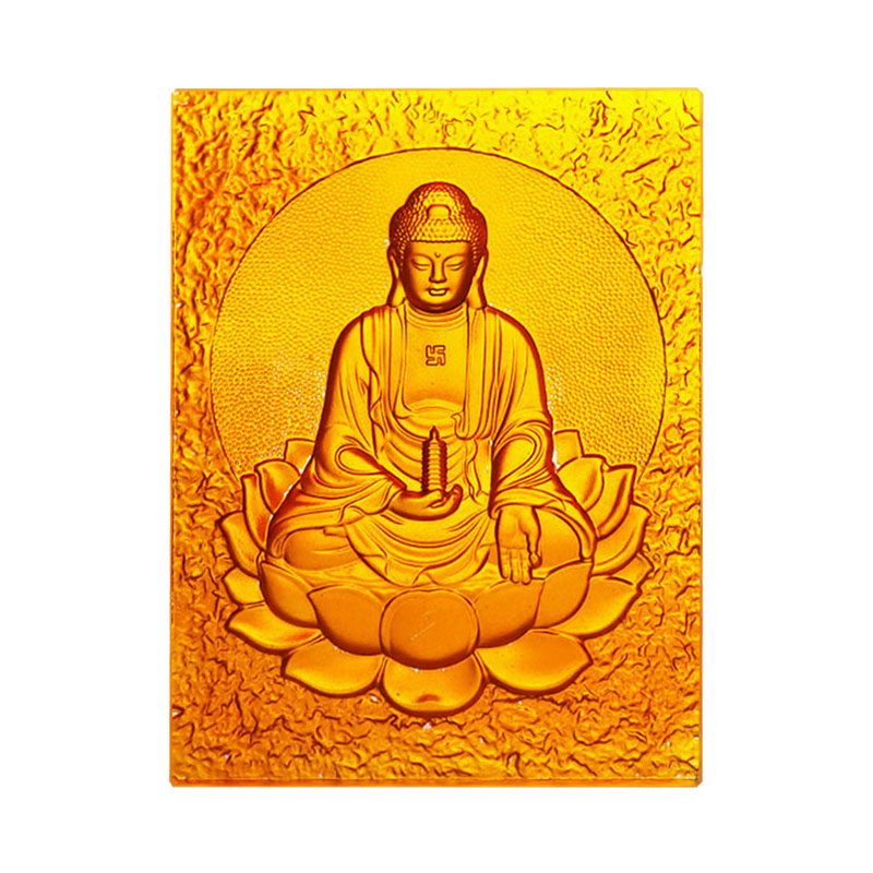 Orientalsk medisin Buddha gylden krystallglass murstein