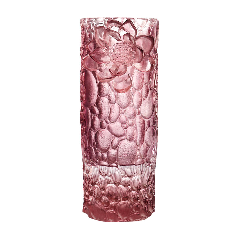 Pebble tekstur lilla rosa glassvase