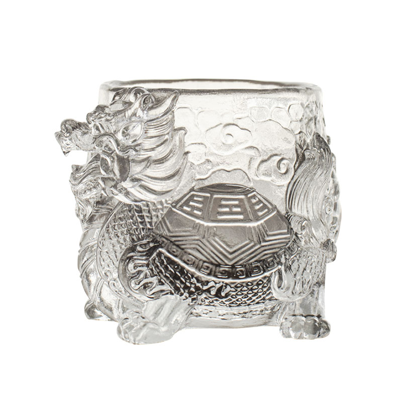 Antikk Dragon relief glass vin kopp te kopp