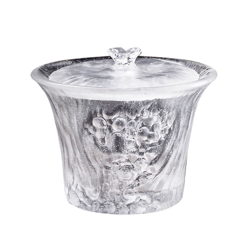 Klare tekopper sett med lokk