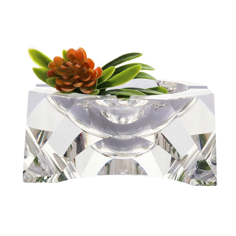 Enkel geometrisk design gjennomsiktig askebeger i glasskrystall