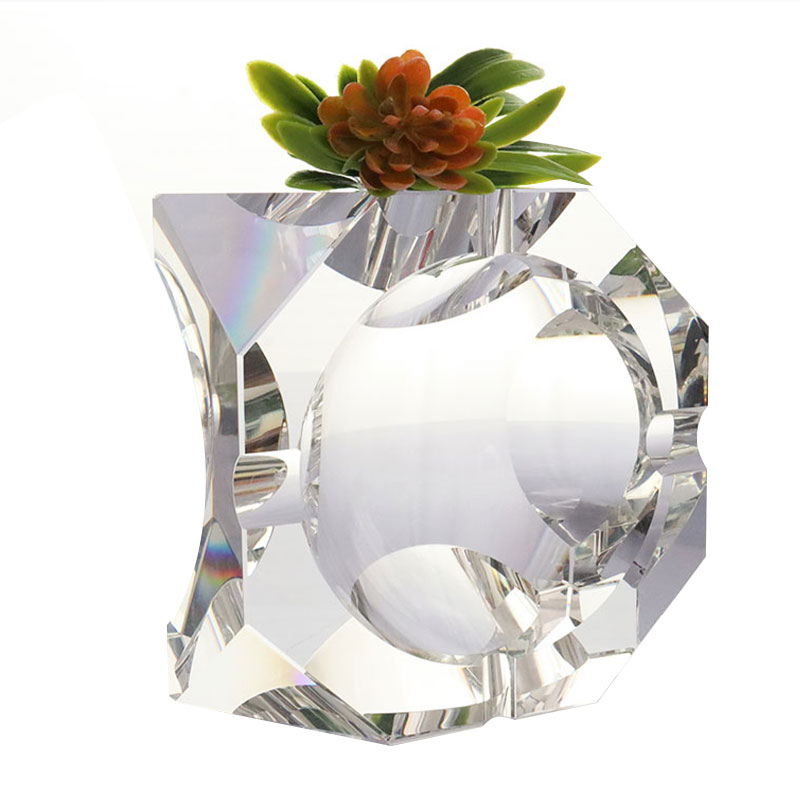 Enkel geometrisk design gjennomsiktig askebeger i glasskrystall