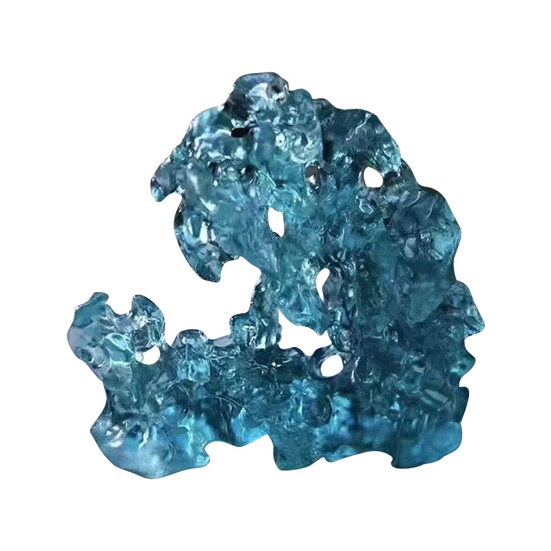 Steinformede blåfargede glasspynt