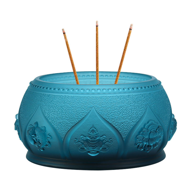 Kongeblå åtte lovende symboler buddhistiske alter krystallglass tilbud