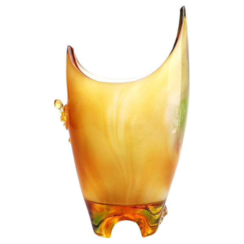 Hjem Dekorasjoner Plommeblomst Utskåret Design Amber Glass Vase