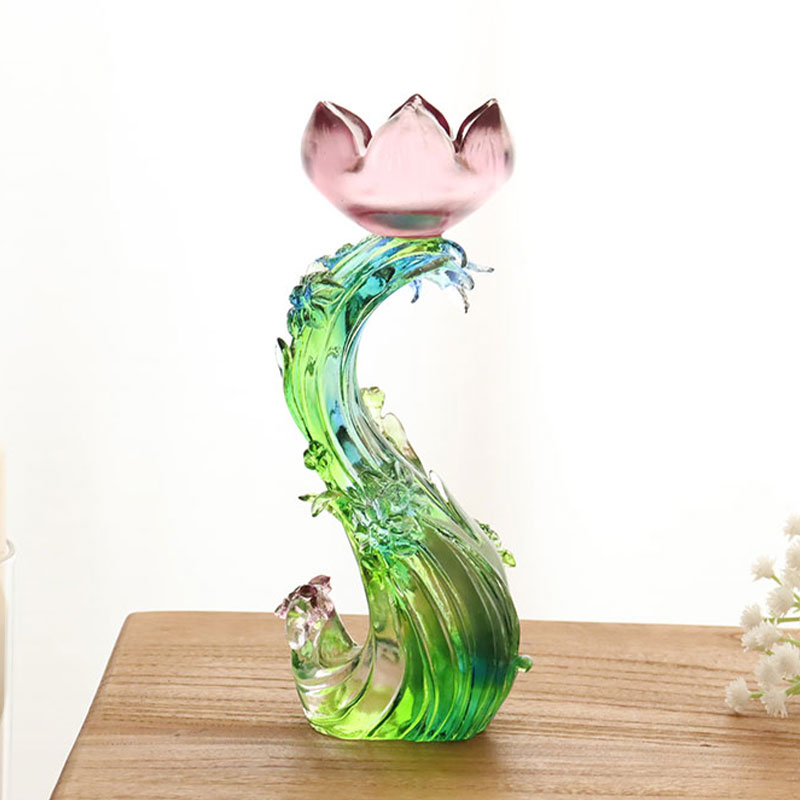 Krystallglass Lotus-formet lysestake