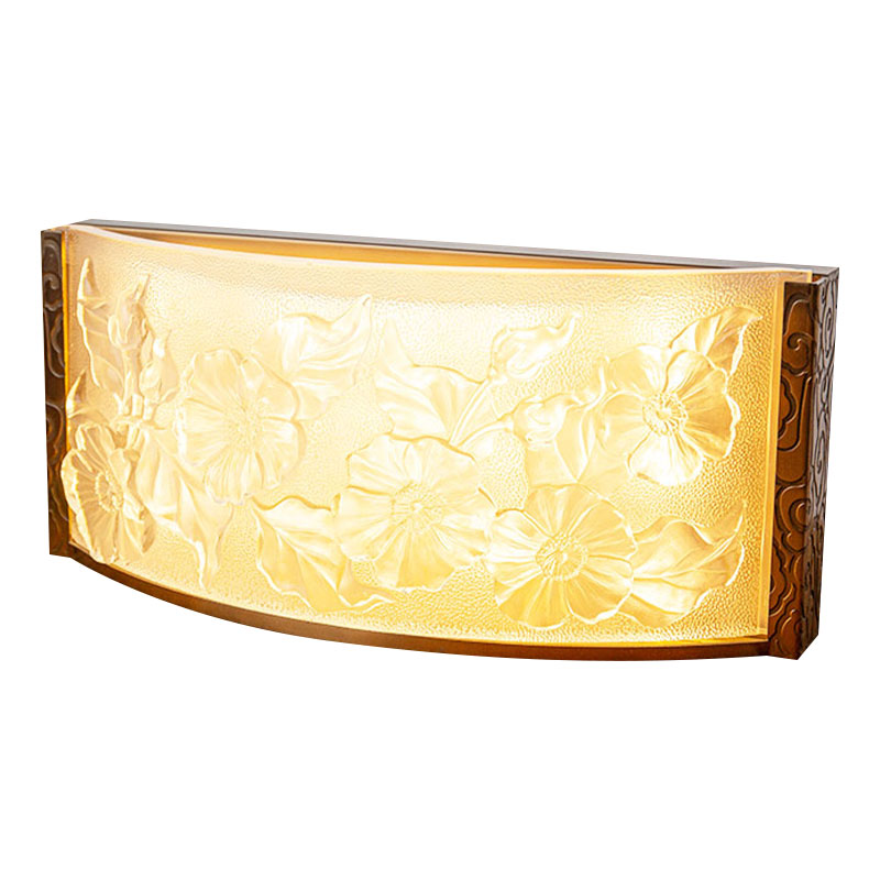 Dekorative lampepynt i glass med hibiskusblomstmønster