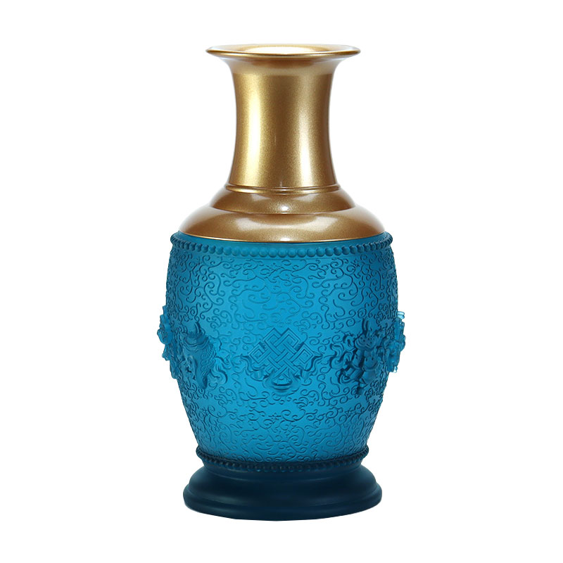 Kongeblå åtte lovende symboler buddhistiske alter krystallglass tilbud