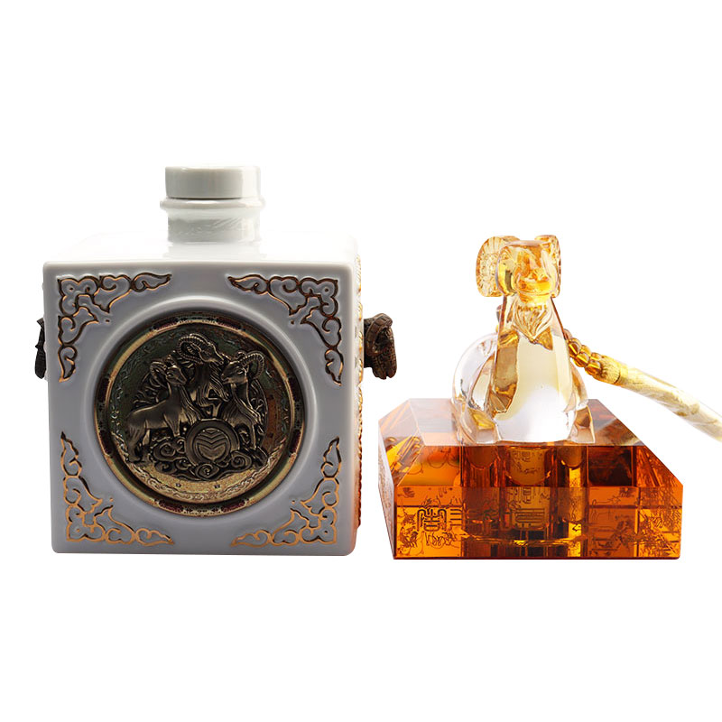 Kinesisk dyrekrets dyreformer Cap Krystallglass vinflaskesett