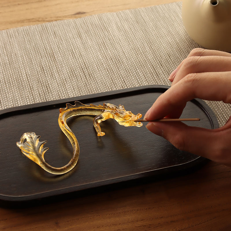 Golden Dragon Glass Røkelsesholder