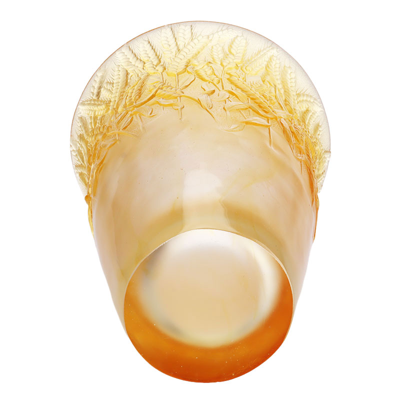 Ravfarget glassvase preget med hveteører