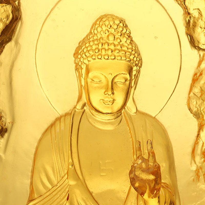 Tre vestlige hellige Buddha glassfigurer statue
