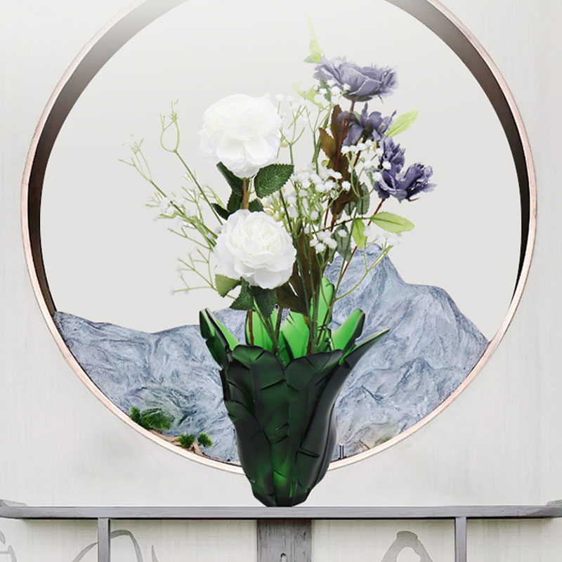 Home Decoration Grønn Banana Leaf Glass Vase