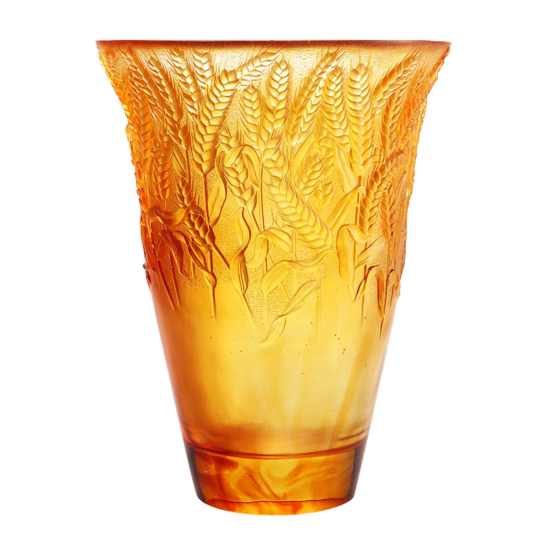 Ravfarget glassvase preget med hveteører