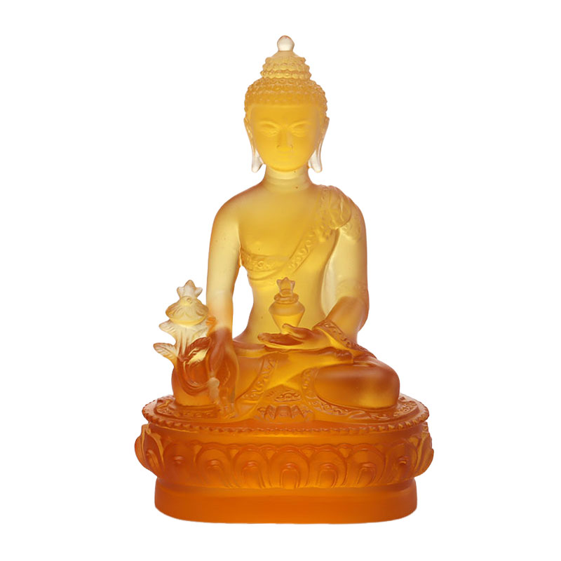 Fargerik Liuli Crystal Medicine Buddha-statue