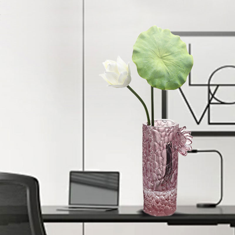 Pebble tekstur lilla rosa glassvase