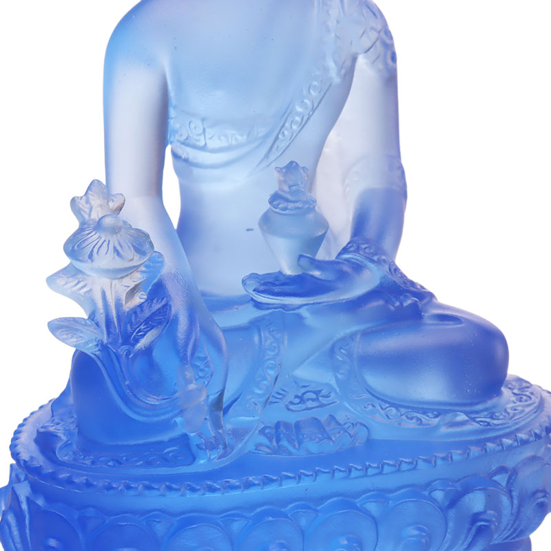 Fargerik Liuli Crystal Medicine Buddha-statue