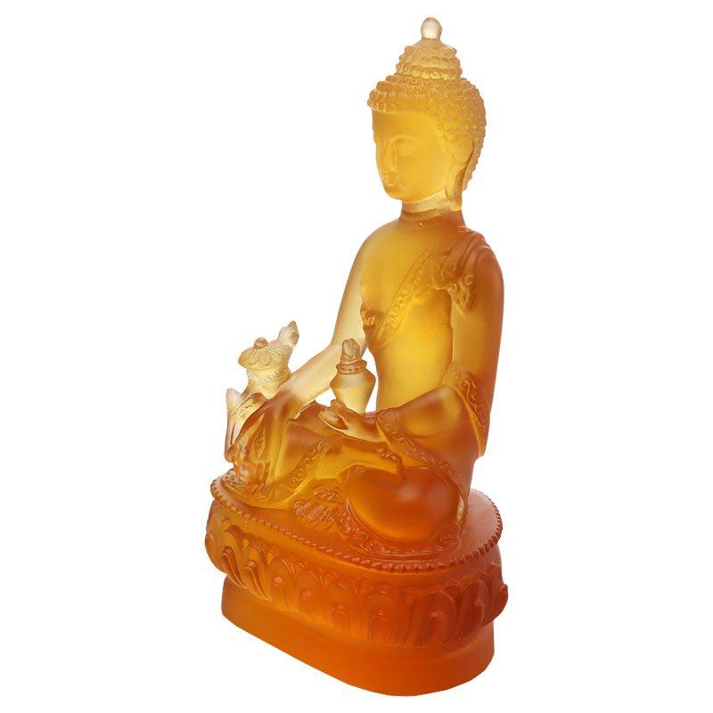 Fargerik Liuli Crystal Medicine Buddha-statue