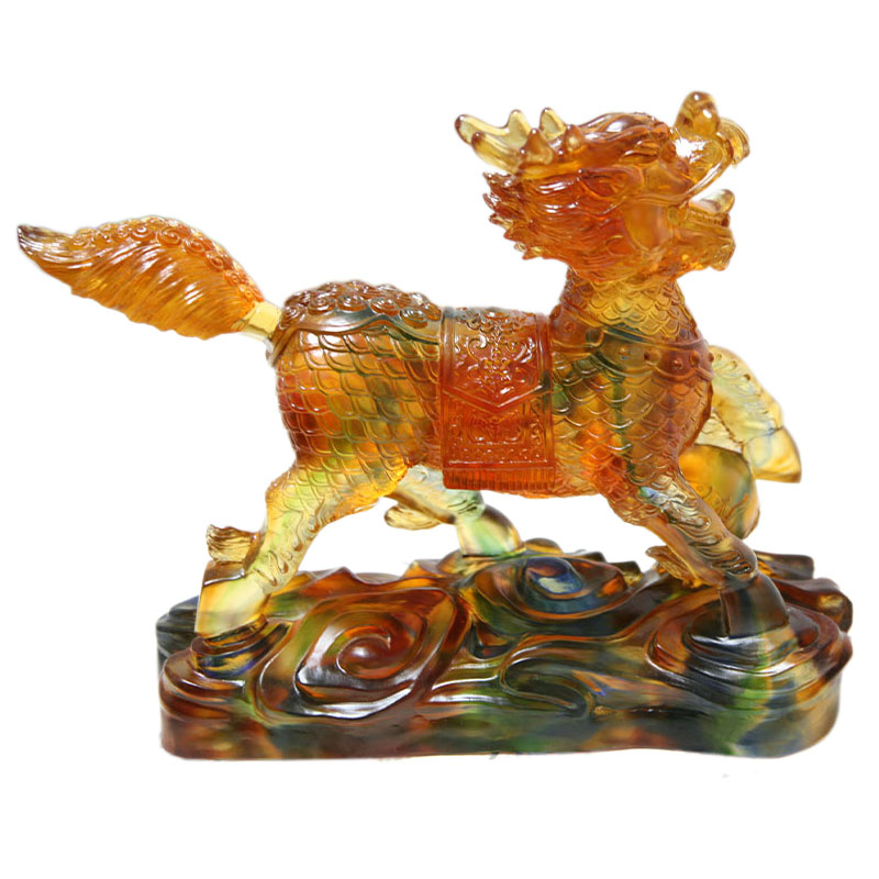 Krystallglass Kirin figurer Ornamenter