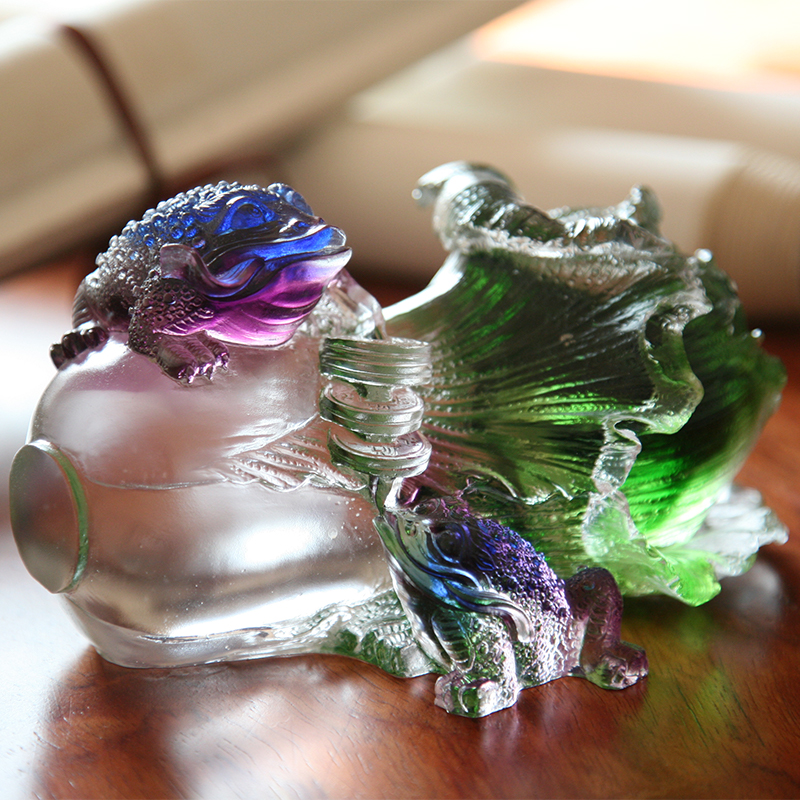 Krystallglass Golden padde Skulptur Ornamenter