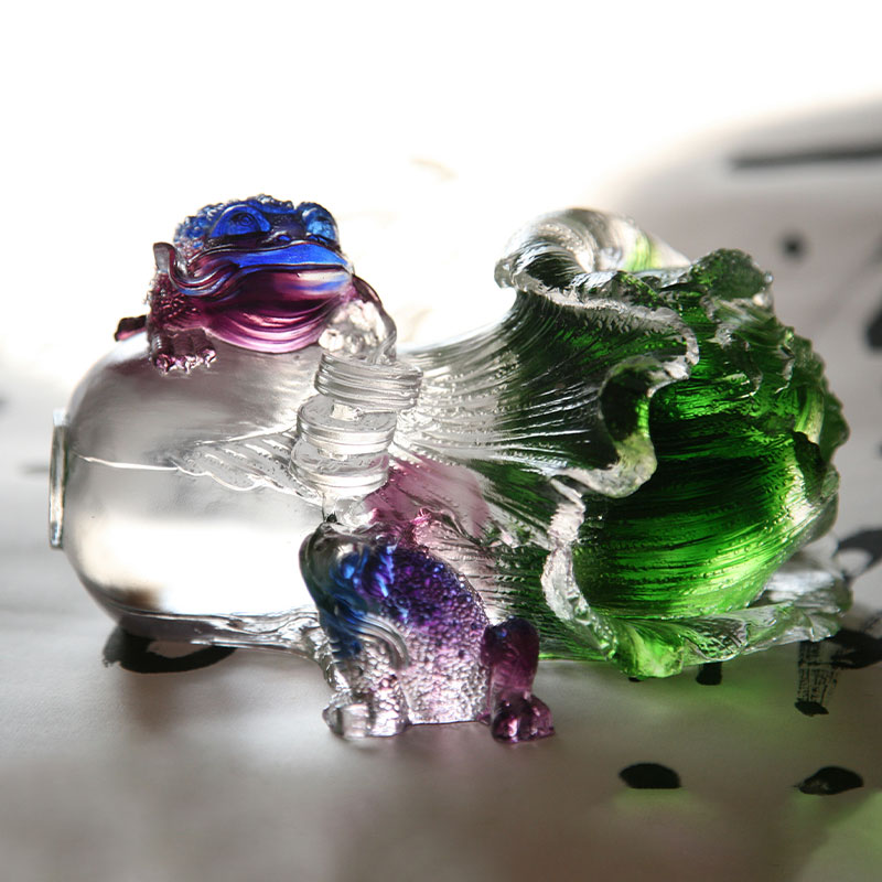 Krystallglass Golden padde Skulptur Ornamenter