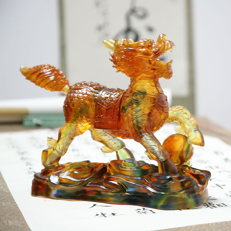 Krystallglass Kirin figurer Ornamenter