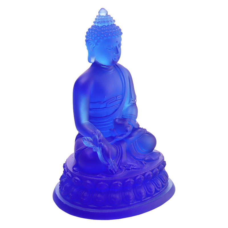 Fargerik Liuli Crystal Medicine Buddha-statue