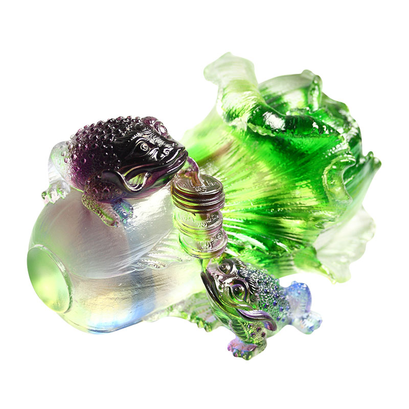 Krystallglass Golden padde Skulptur Ornamenter