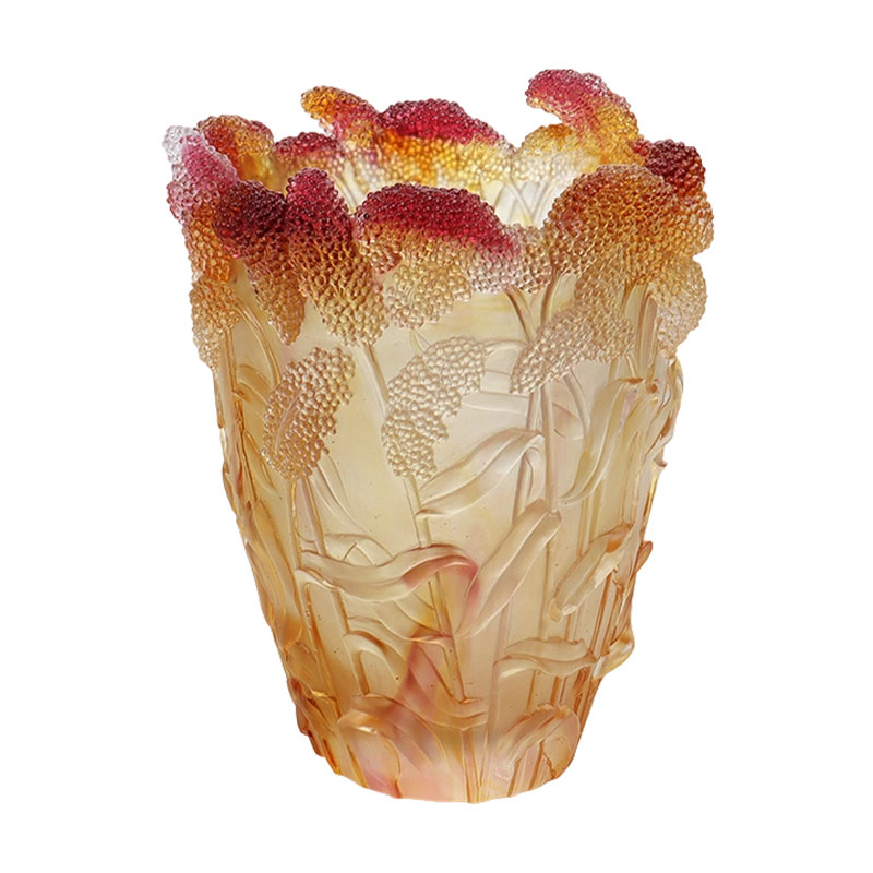 Tapt voks støpeglass hjemmeinnredning Krystallglass vase “Harvest (Red Sorghum) Vase”